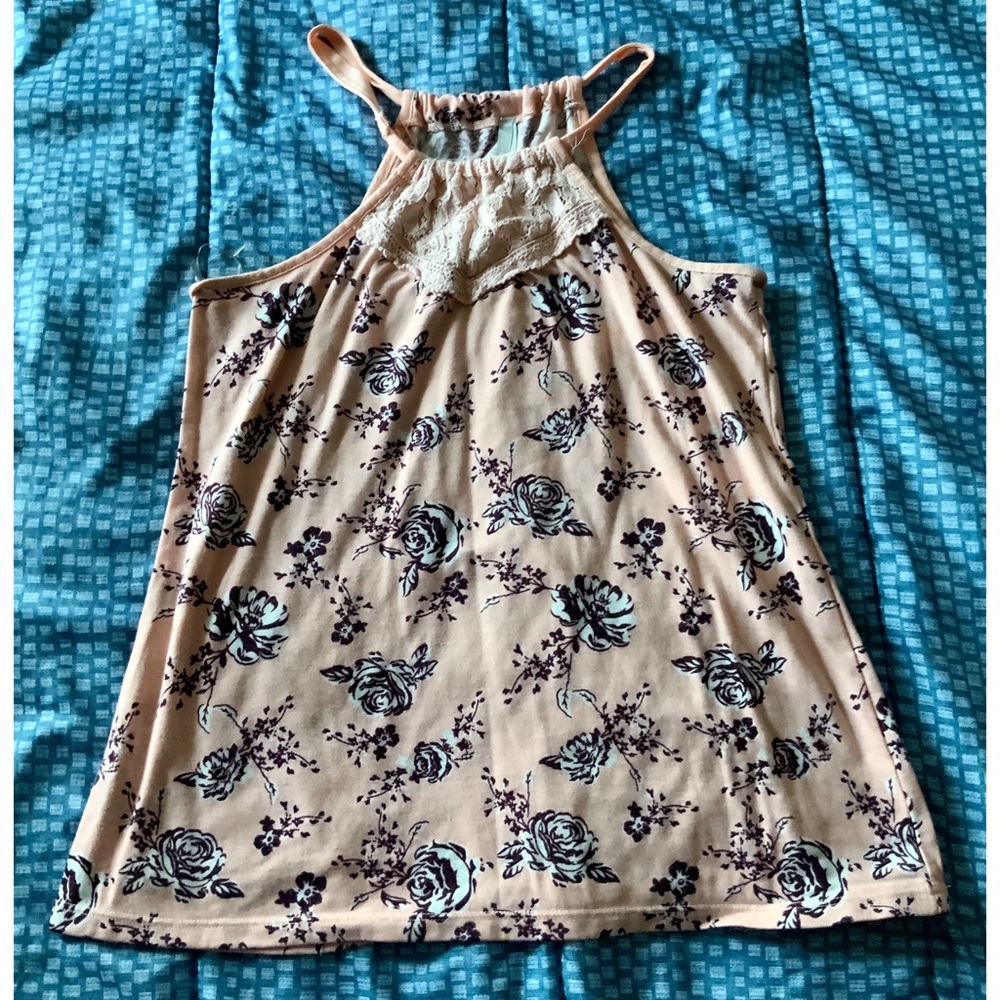 Vanity High Neck Floral Tank